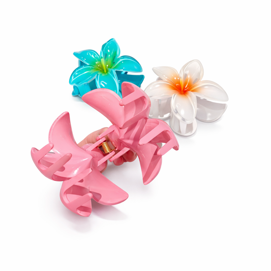 3-in-1 Flower Hair Claw Clips for Women & Girls | Large Strong Hold Floral Hair Clamps | Stylish Multicolor Hair Accessories for Daily & Party Use