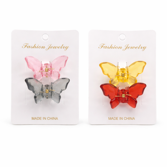 Butterfly Hair Claw Clips Set for Women & Girls – Colorful Acrylic Mini Hair Clutcher – Strong Hold Cute Hair Accessories (Pack of 4)