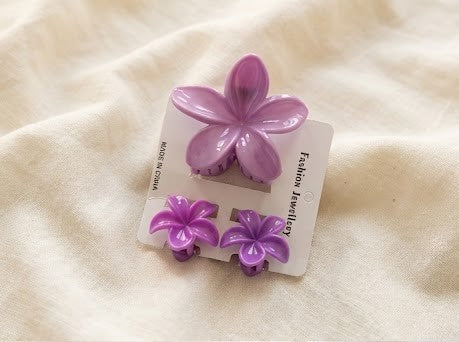 Flower Hair Claw Clips Set for Women & Girls | Glossy Floral Hair Clamps with Strong Grip | Stylish Hair Accessories for Daily & Party Wear | Multicolor 2 Set